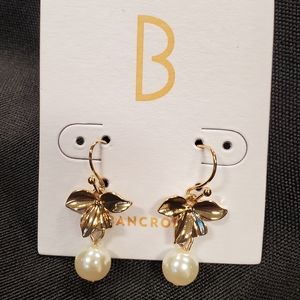 New, Bancroft gold and pearl hook earrings